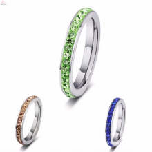 Stainless Steel Ladies Simple Silver Green Stone Women Rings